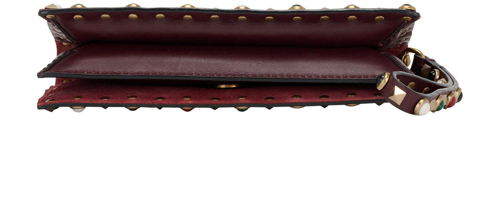 Valentino Rolling Rockstud Clutch, &pound;295, Accessories, Burgundy, Leather, Top view